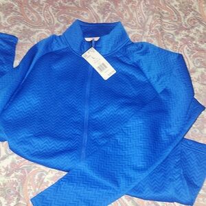 Adidas Full Zip Herringbone Golf Jacket Large Cobalt Blue